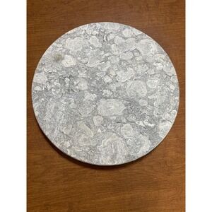 Round Marble Cheese Board/Lazy Susan Serving Tray Decorative Plate‎ Gray 12 Inch
